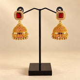 GOLD SQUARE STONE JHUMKA