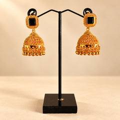 GOLD SQUARE STONE JHUMKA
