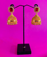 GOLD SQUARE STONE JHUMKA