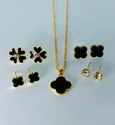 Locket, Earrings Clover Set