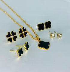 Locket, Earrings Clover Set