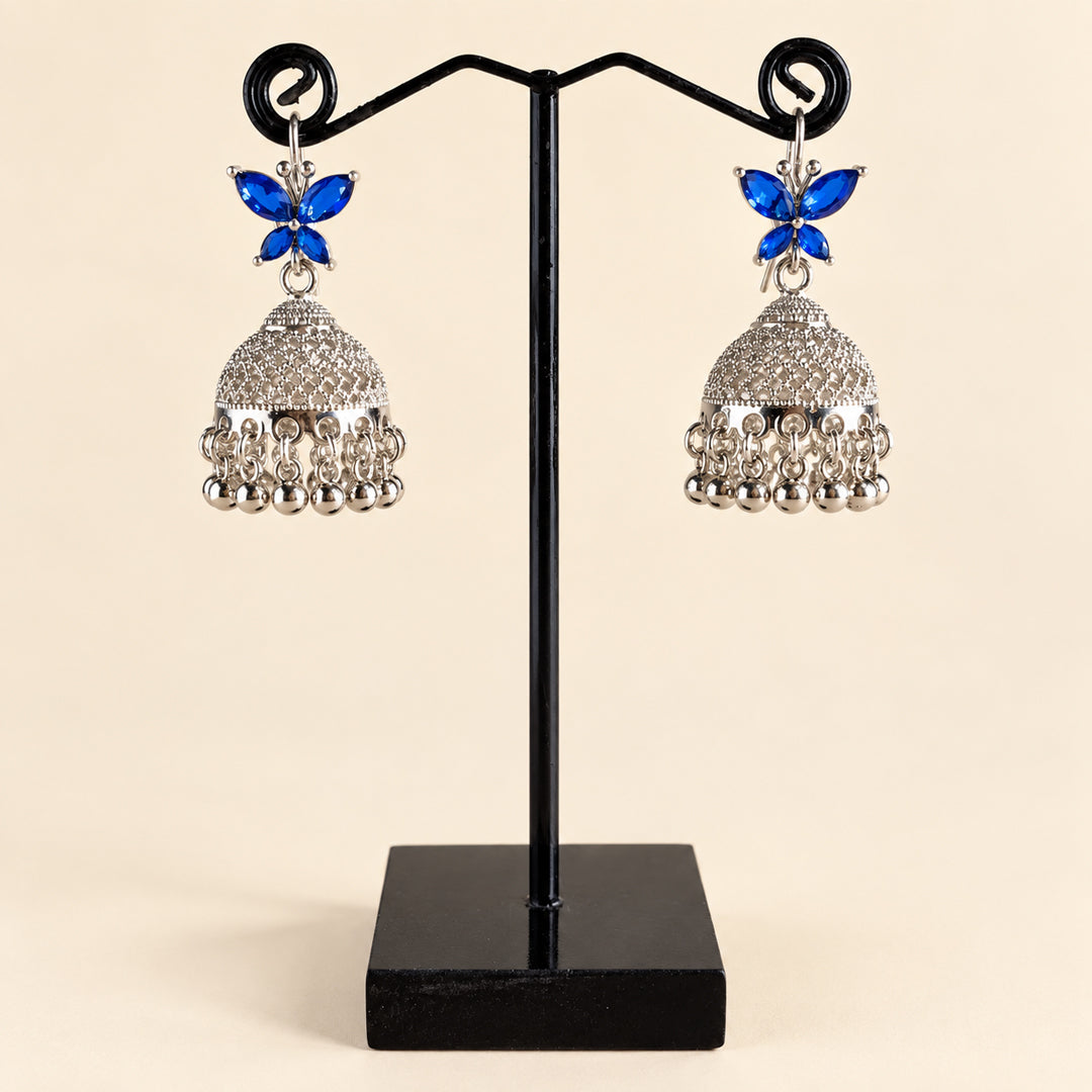 SILVER FLORAL JHUMKA