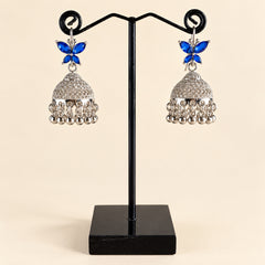 SILVER FLORAL JHUMKA