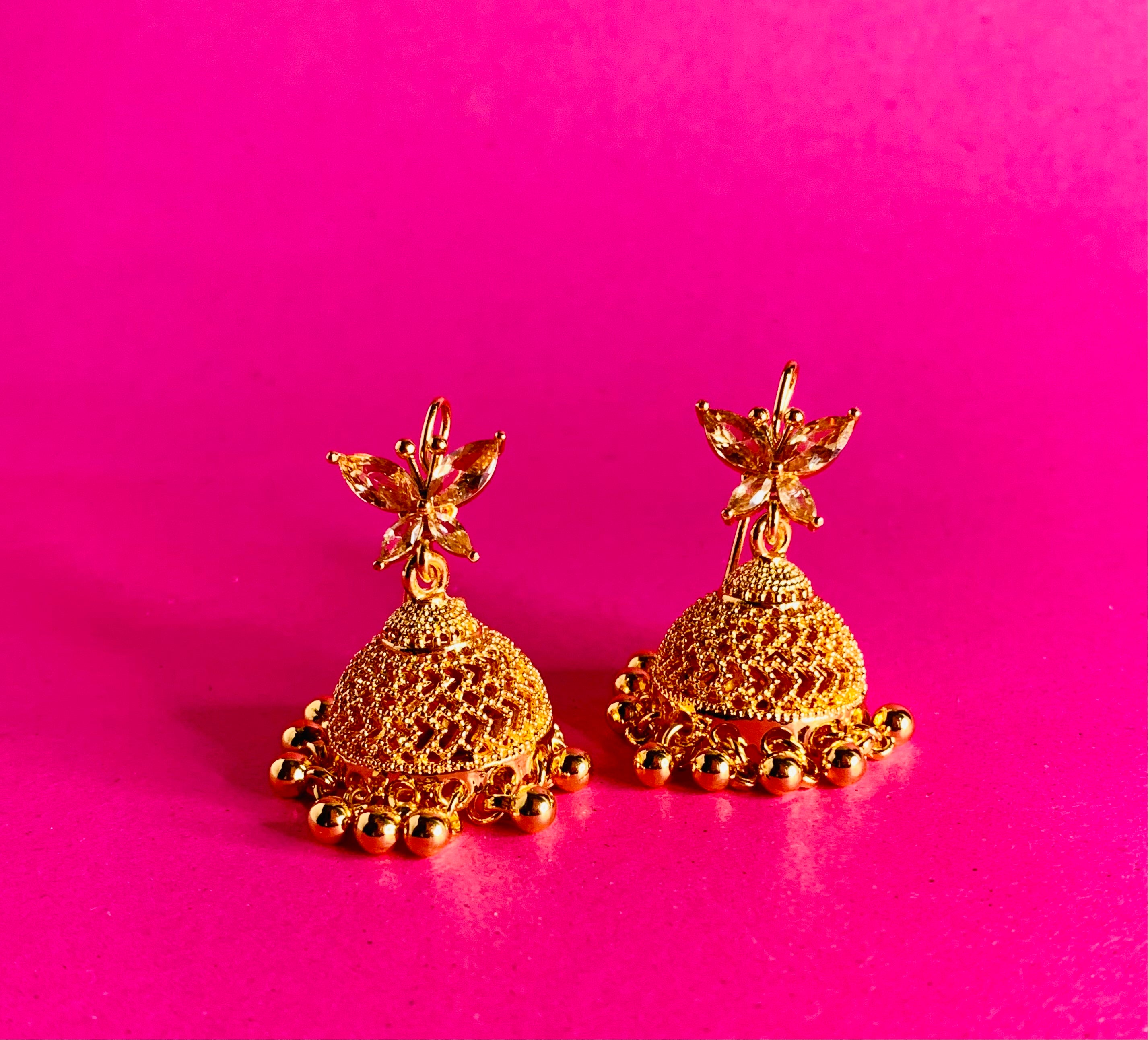 GOLDEN FLORAL JHUMKA