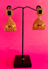 GOLD SQUARE STONE JHUMKA
