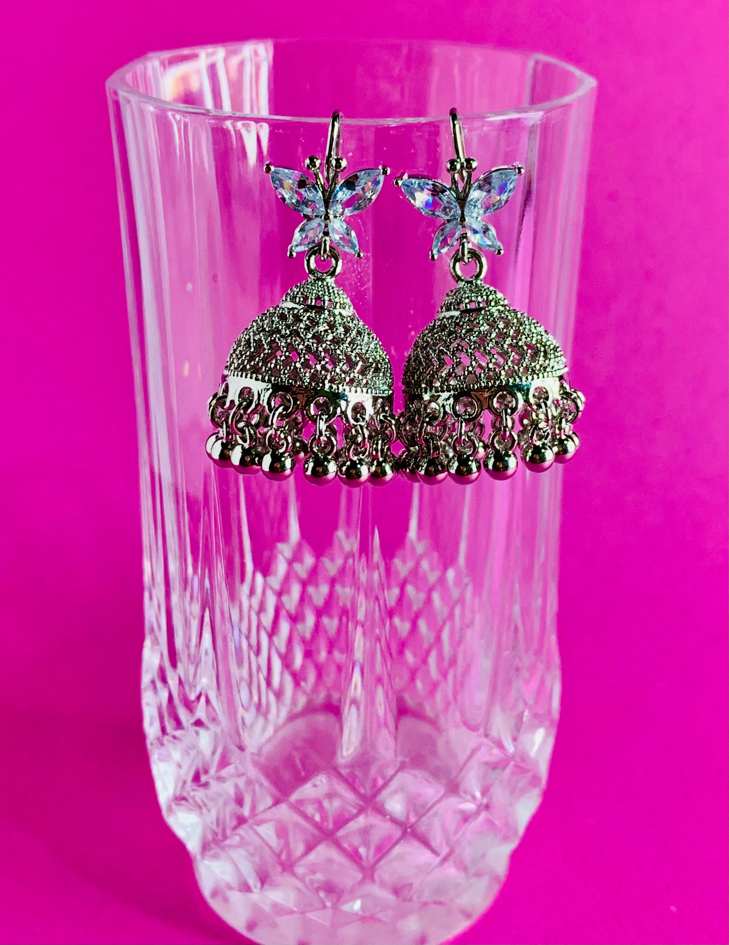 SILVER FLORAL JHUMKA