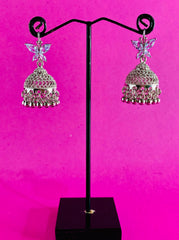 SILVER FLORAL JHUMKA