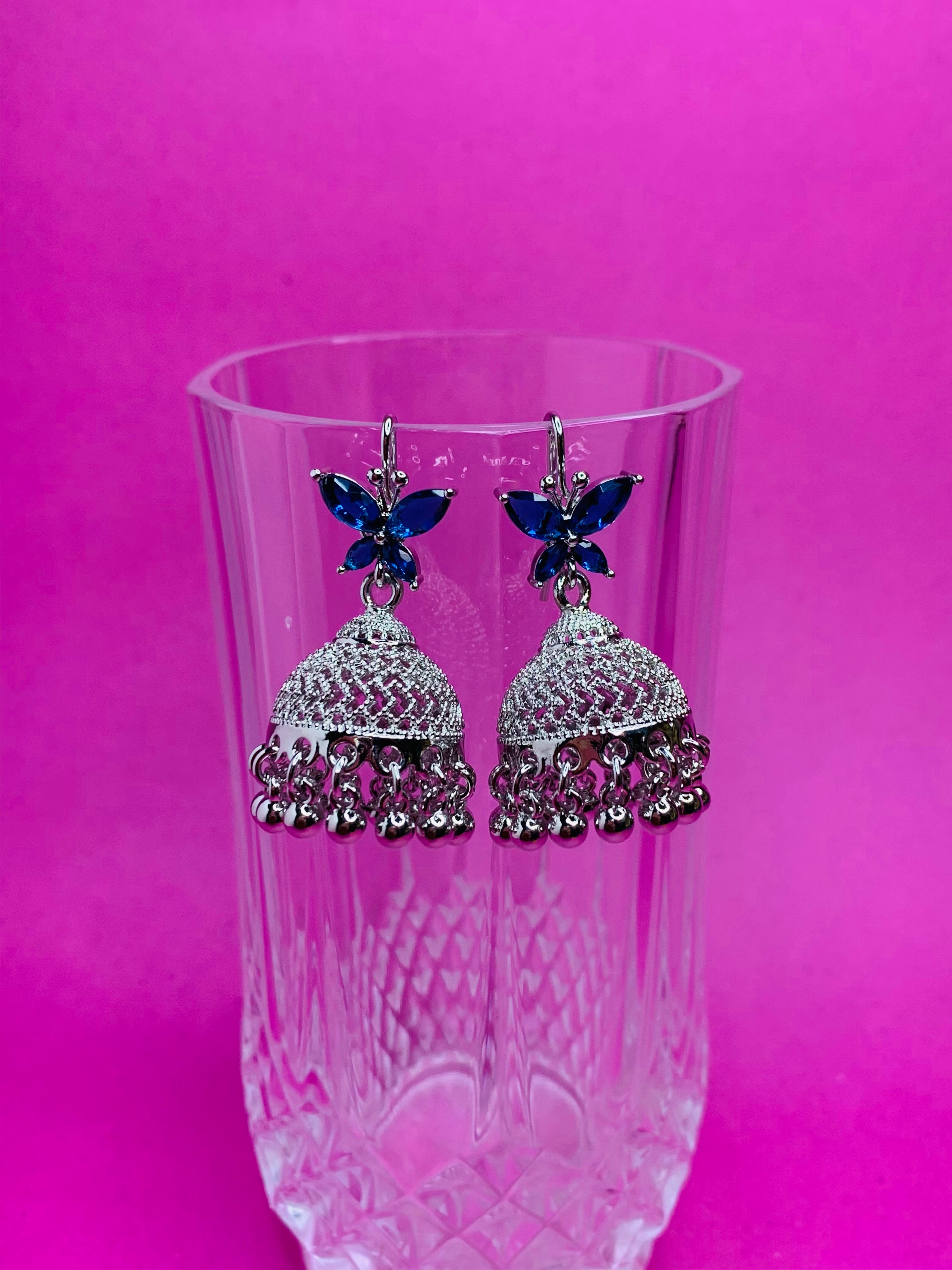 SILVER FLORAL JHUMKA