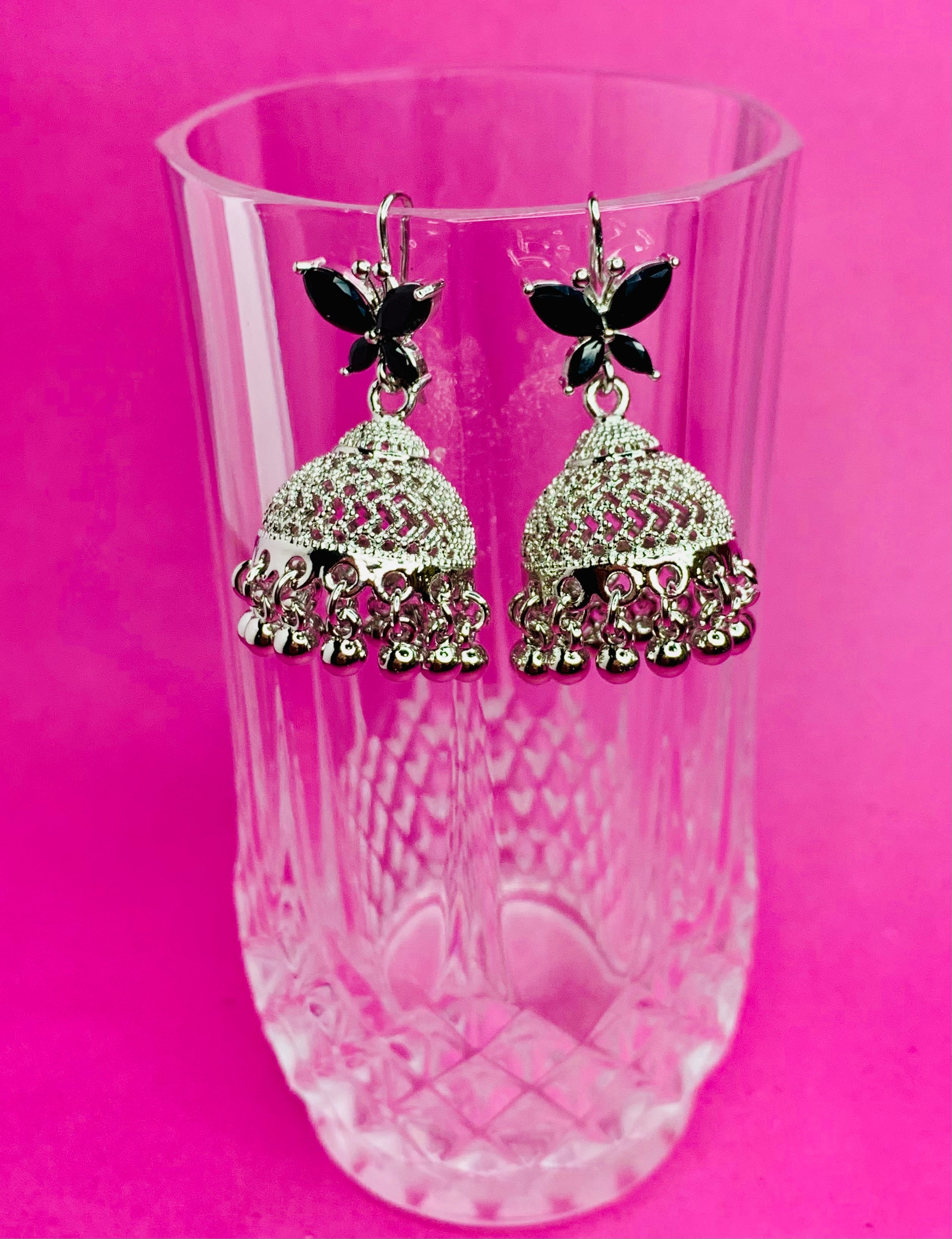 SILVER FLORAL JHUMKA