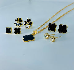Locket, Earrings Clover Set