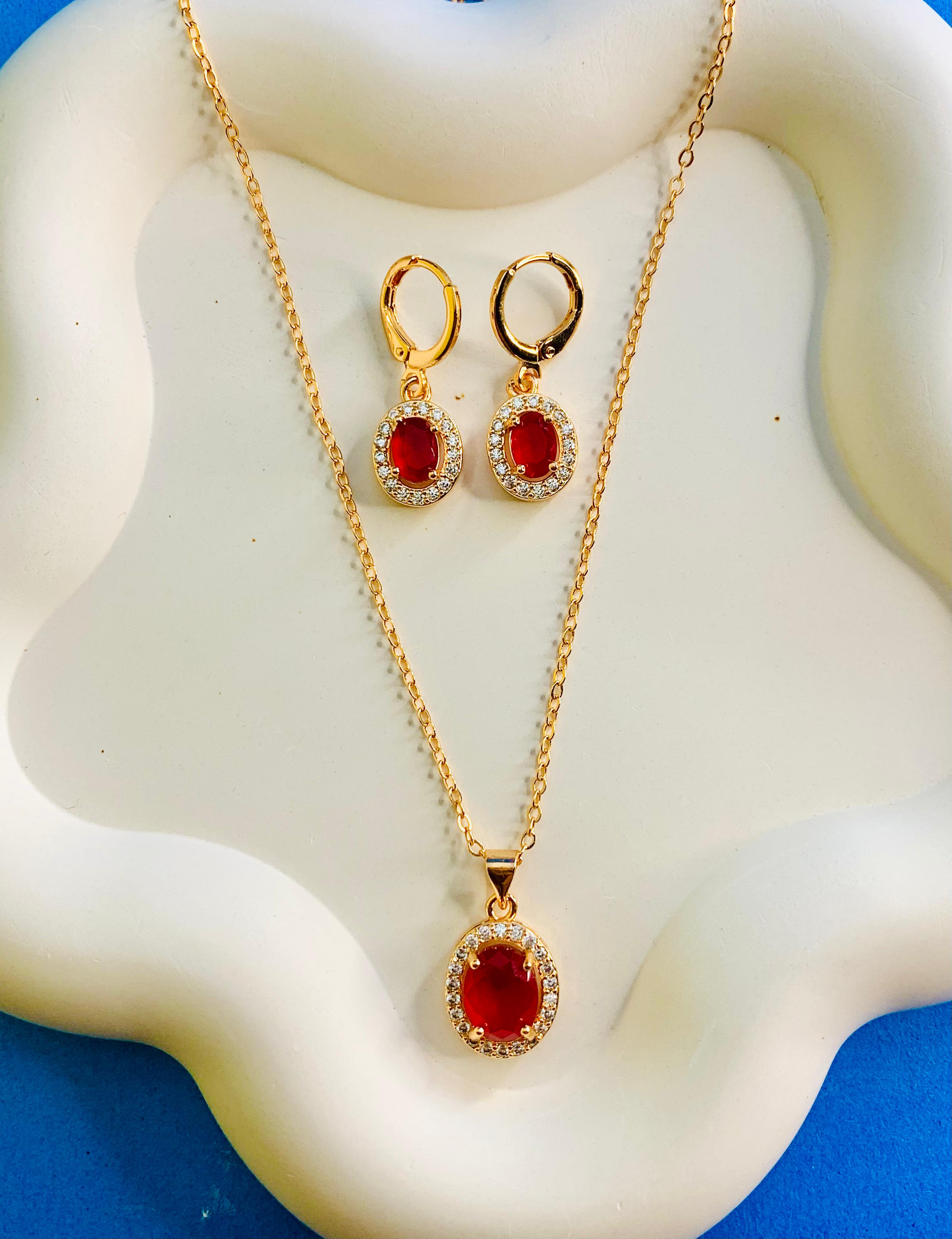 RUBY CIRCLE NECKLACE SET