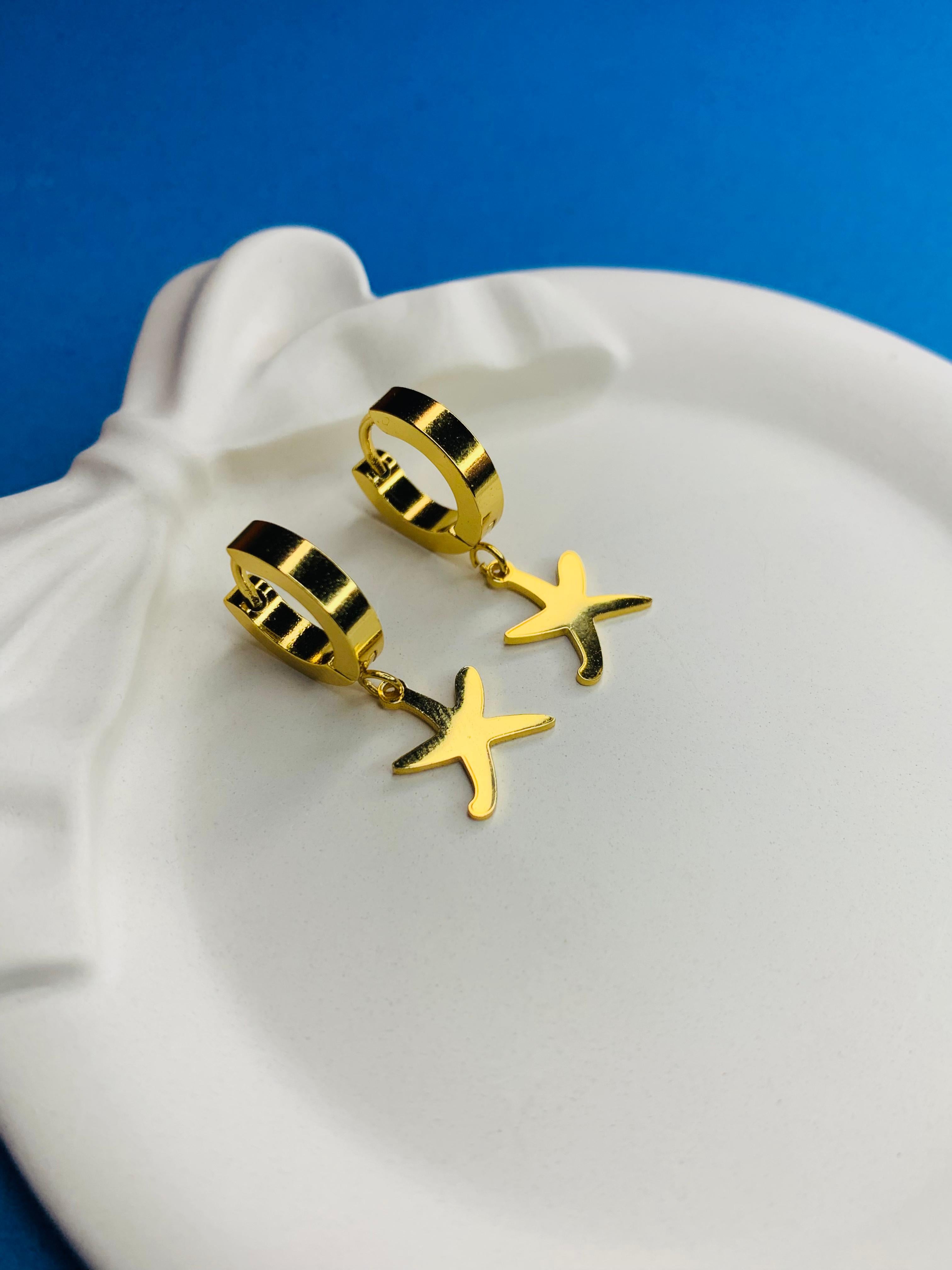 GOLDEN STAINLESS DROPS (3- pairs)